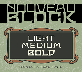 Vintage Art Nouveau design using LHF Nouveau Block fonts