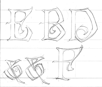 Original sketches of LHF Stonegate font