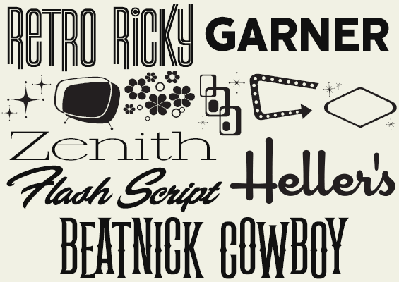 1950s and 1960s style font packge