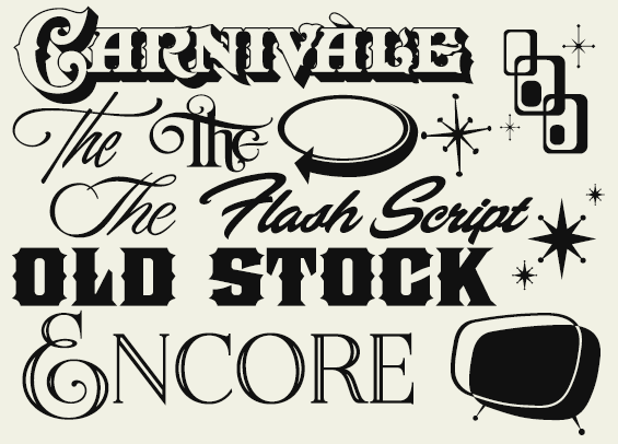LHF Design Kit 4 - Decorative fonts and hand drawn retro panels