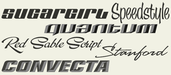 Racing style font package - Hand created fonts inspired by the lettering for racing cars, trucks, and vehicles.