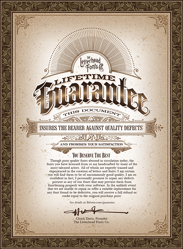 Letterhead Fonts Lifetime Guarantee