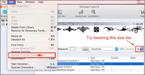 suitcase fusion cannot activate font